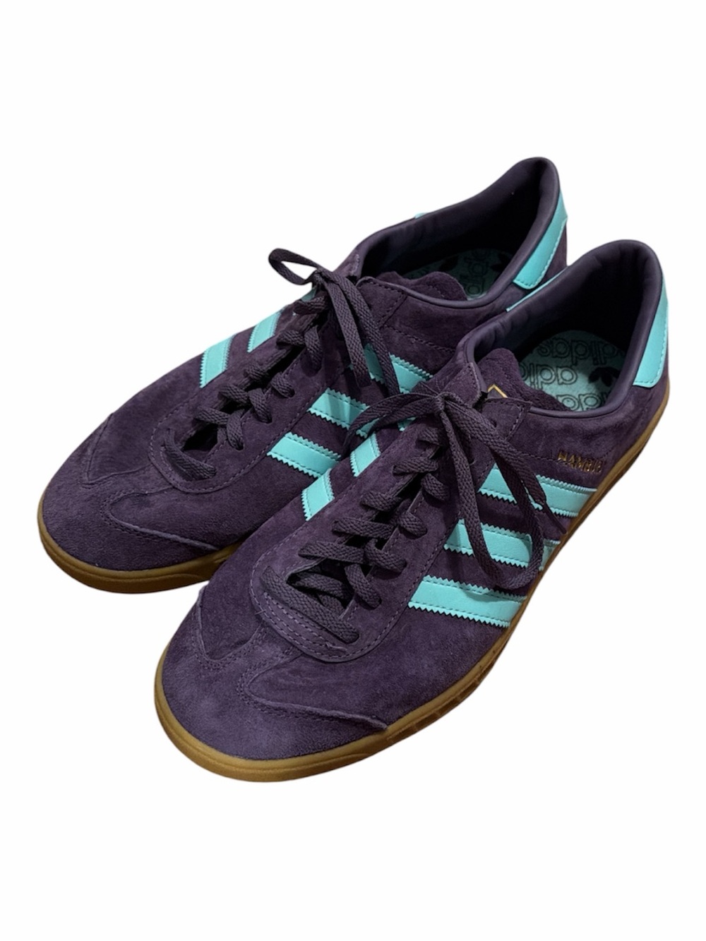 adidas Men's Suede Sneaker in Purple with Turquoise Stripes